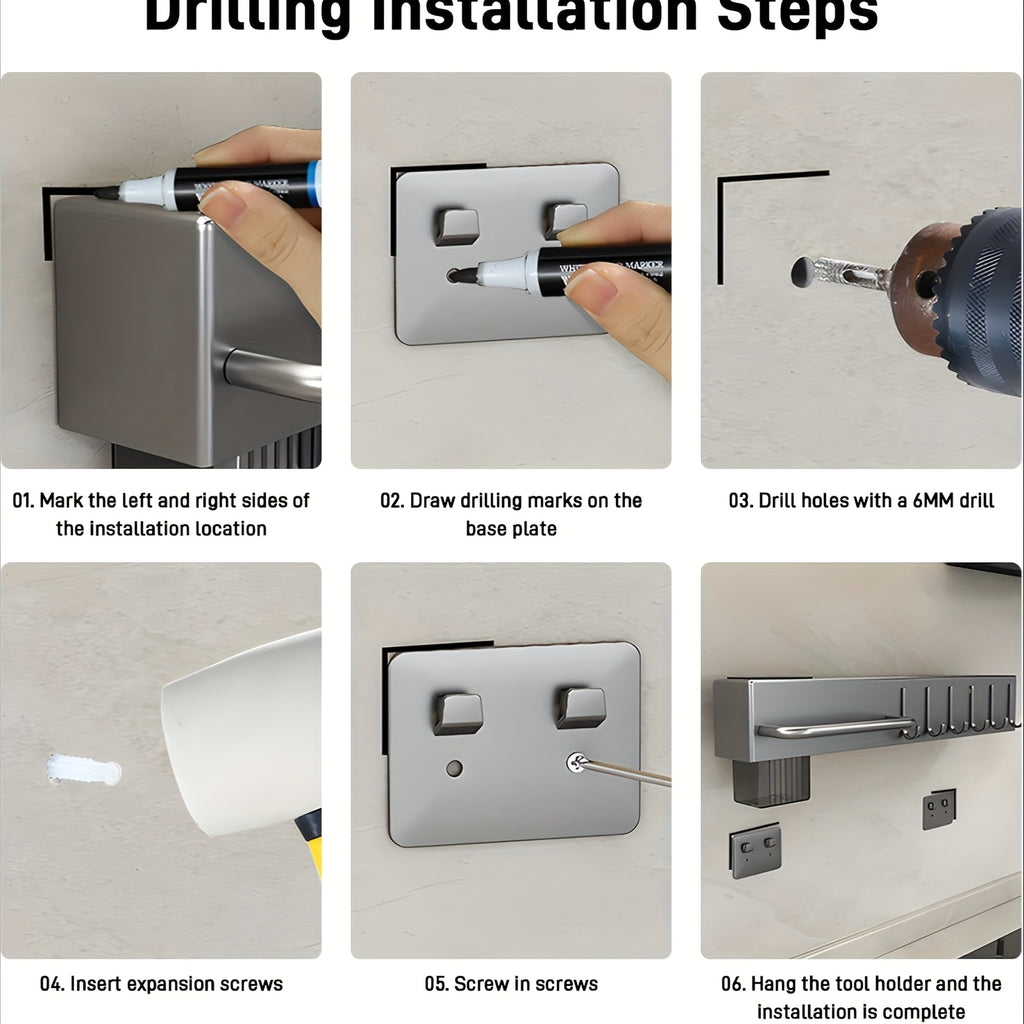 Multi-Functional Wall-Mounted Kitchen Organizer - Heavy-Duty Carbon Steel  Holder, Professional Japanese  Storage Rack, No-Drill Installation, Suitable for Storing Knives, Utensils, and Cutting Boards in Homes and Restaurants