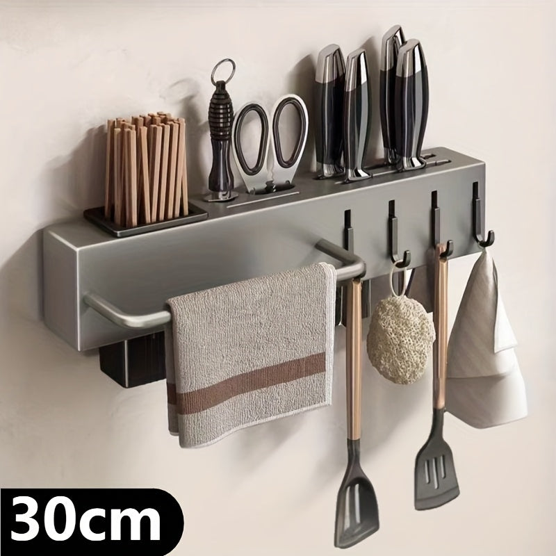 Multi-Functional Wall-Mounted Kitchen Organizer - Heavy-Duty Carbon Steel  Holder, Professional Japanese  Storage Rack, No-Drill Installation, Suitable for Storing Knives, Utensils, and Cutting Boards in Homes and Restaurants
